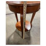 Round End Table with Two-Tier Pedestal Base
