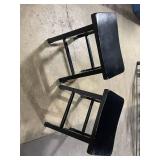 Two Industrial Metal Bar Stools with Wood Seats