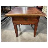 Antique Inlaid Wood Writing Desk with Floral Border and Brass Hardware