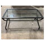Rectangular Glass Top Coffee Table - Powder-Coated Metal Frame with Curved Legs