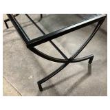 Rectangular Glass Top Coffee Table - Powder-Coated Metal Frame with Curved Legs