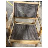 Pair of Vintage Wood-Framed Lounge Chairs with Woven Cord Seats