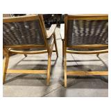 Pair of Vintage Wood-Framed Lounge Chairs with Woven Cord Seats