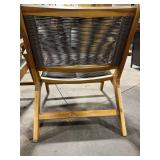 Pair of Vintage Wood-Framed Lounge Chairs with Woven Cord Seats