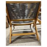 Pair of Vintage Wood-Framed Lounge Chairs with Woven Cord Seats
