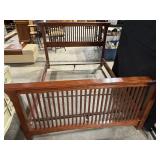Solid Wood Bed Frame with Slatted Headboard and Footboard