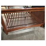 Solid Wood Bed Frame with Slatted Headboard and Footboard