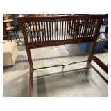 Solid Wood Bed Frame with Slatted Headboard and Footboard