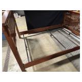 Solid Wood Bed Frame with Slatted Headboard and Footboard