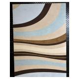 Abstract Arc Wall Art Panel - Blue, Tan and Brown Geometric Design