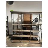 Industrial Steel and Wood Shelving Unit with Crown Molding Top