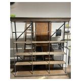 Industrial Steel and Wood Shelving Unit with Crown Molding Top