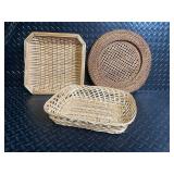 Wicker Baskets - Rectangular, Round & Oval (Three-Piece Set)