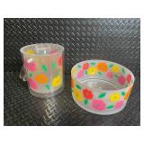 Floral Plastic Tumbler with Lid & Matching Floral Bowl (Lot of 2)