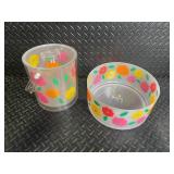 Floral Plastic Tumbler with Lid & Matching Floral Bowl (Lot of 2)