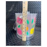 Floral Plastic Tumbler with Lid & Matching Floral Bowl (Lot of 2)