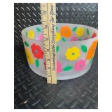 Floral Plastic Tumbler with Lid & Matching Floral Bowl (Lot of 2)