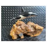 John Henry Orca Whale Figurine Rock Base - Decorative Sculpture