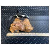 John Henry Orca Whale Figurine Rock Base - Decorative Sculpture