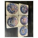 Bradford Exchange Village Plates (Lot of 4) - The Village; The Little Church in the Village; The Village Confectionary; Goodnight Dear Friends
