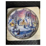 Bradford Exchange Village Plates (Lot of 4) - The Village; The Little Church in the Village; The Village Confectionary; Goodnight Dear Friends