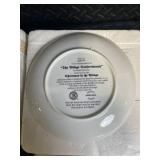 Bradford Exchange Village Plates (Lot of 4) - The Village; The Little Church in the Village; The Village Confectionary; Goodnight Dear Friends
