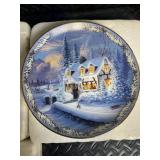 Bradford Exchange Village Plates (Lot of 4) - The Village; The Little Church in the Village; The Village Confectionary; Goodnight Dear Friends