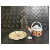 Wire Dress-Form Sculpture - Shelley England Fine Bone China Teapot & Plate