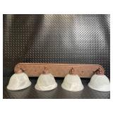Industrial 4-Light Pendant Fixture with Frosted Glass Globes and Rope Details
