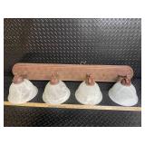 Industrial 4-Light Pendant Fixture with Frosted Glass Globes and Rope Details