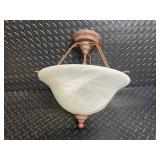 Vintage Bronze Pendant Light with Frosted Glass Bowl Shade Rope Suspension