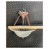 Vintage Bronze Pendant Light with Frosted Glass Bowl Shade Rope Suspension