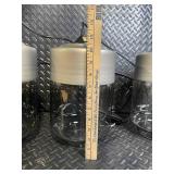 Three Mason Jar Pendant Lights - Industrial Glass Jars with Metal Tops