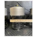 Three Mason Jar Pendant Lights - Industrial Glass Jars with Metal Tops