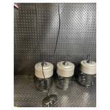 Three Mason Jar Pendant Lights - Industrial Glass Jars with Metal Tops