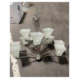 Six-Light Chandelier with Frosted Square Glass Shades
