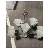 Six-Light Chandelier with Frosted Square Glass Shades