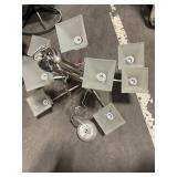 Six-Light Chandelier with Frosted Square Glass Shades