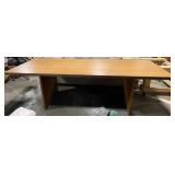 Oak Veneer Desk with Center Pedestal and End Panels