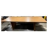 Oak Veneer Desk with Center Pedestal and End Panels