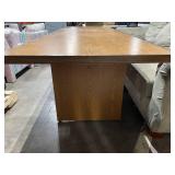 Oak Veneer Desk with Center Pedestal and End Panels