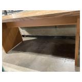 Oak Veneer Desk with Center Pedestal and End Panels