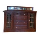 LL - Antique Arts and Crafts Mission Oak Sideboard with Mirror