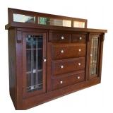 LL - Antique Arts and Crafts Mission Oak Sideboard with Mirror