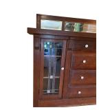 LL - Antique Arts and Crafts Mission Oak Sideboard with Mirror