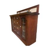 LL - Antique Arts and Crafts Mission Oak Sideboard with Mirror
