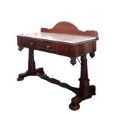 DR -Antique 19th Century Victorian Mahogany Marble Top Console Table  / Writing Table