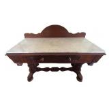 DR -Antique 19th Century Victorian Mahogany Marble Top Console Table  / Writing Table