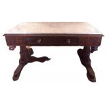DR -Antique 19th Century Victorian Mahogany Marble Top Console Table  / Writing Table
