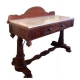DR -Antique 19th Century Victorian Mahogany Marble Top Console Table  / Writing Table